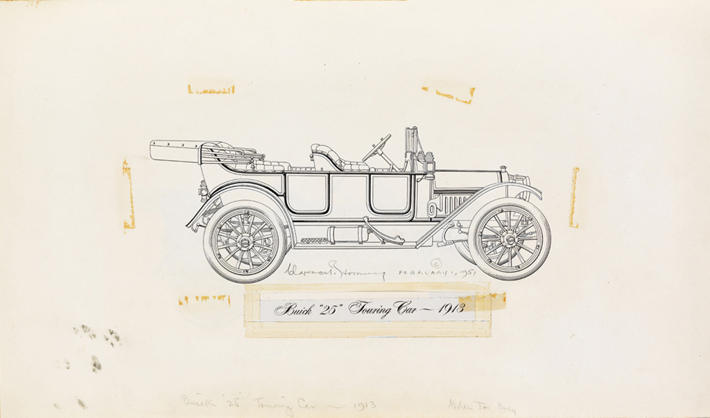 (DESIGN) CLARENCE P. HORNUNG. Group of 26 Automobile Illustrations.